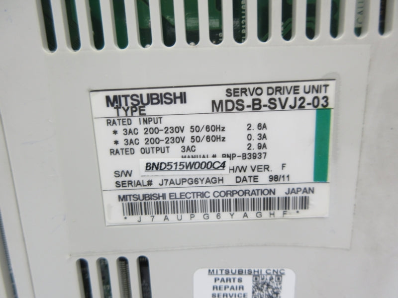 MITSUBISHI MDS-B-SVJ2-03 200-230VAC 2.6A UNMP