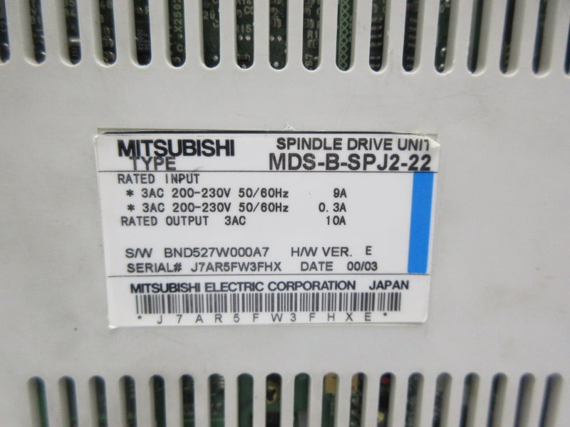 MITSUBISHI MDS-B-SPJ2-22 200-230VAC 9A UNMP