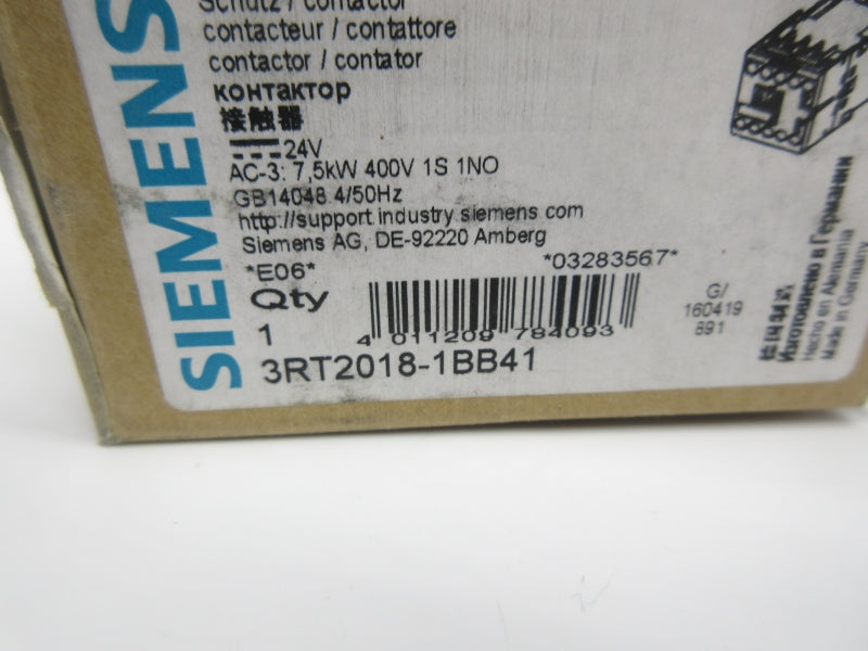 SIEMENS 3RT2018-1BB41 24VDC NSMP