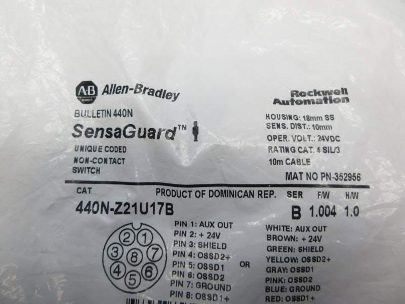 ALLEN BRADLEY 440N-Z21U17B SER. B F/W 1.004 24VDC NSMP