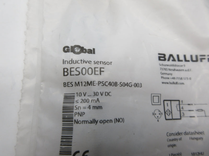 BALLUFF BES00EF BESM12ME-PSC40B-S04G-003 10-30VDC NSMP