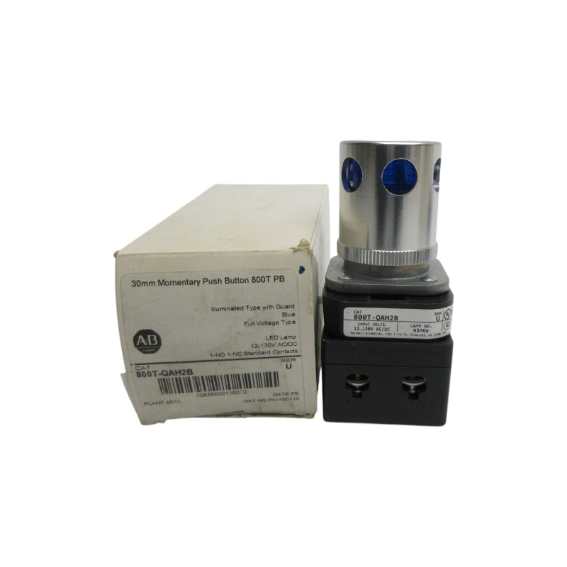 ALLEN BRADLEY 800T-QAH2B SER. U 12-130VAC/DC (WH) NSMP