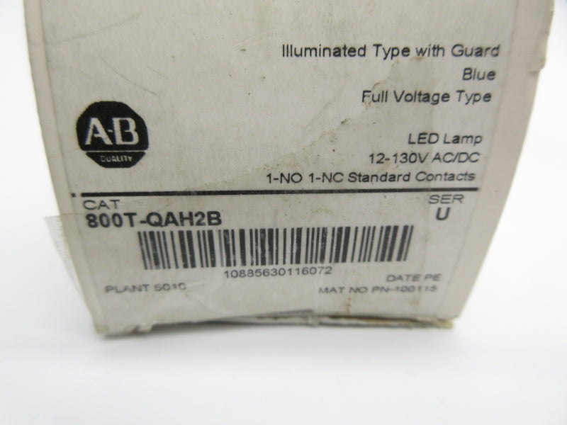 ALLEN BRADLEY 800T-QAH2B SER. U 12-130VAC/DC (WH) NSMP