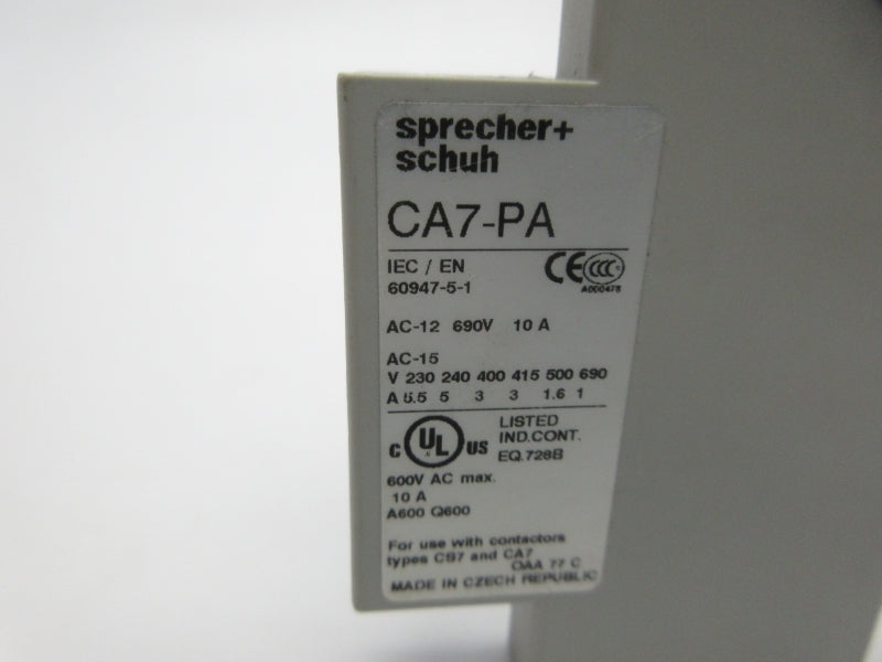 SPRECHER+SCHUH CA7-PA10 600VAC 10A NSNP