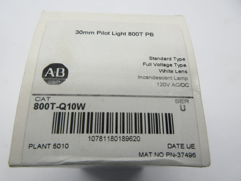 ALLEN BRADLEY 800T-Q10W SER. U 120VAC (WH) NSFS