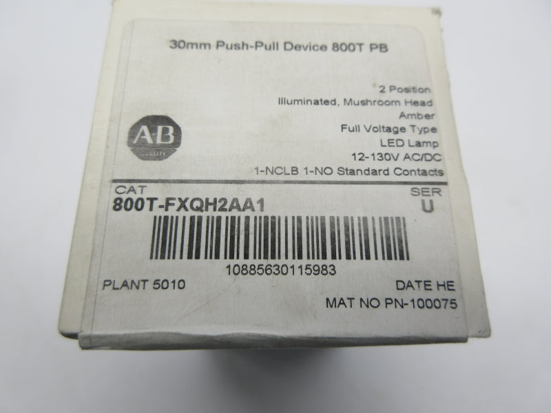 ALLEN BRADLEY 800T-FXQH2AA1 SER. U 12-130VAC (WH) NSFS