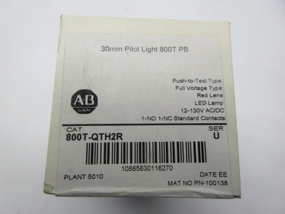 ALLEN BRADLEY 800T-QTH2R SER. U 12-130VAC (WH) NSFS
