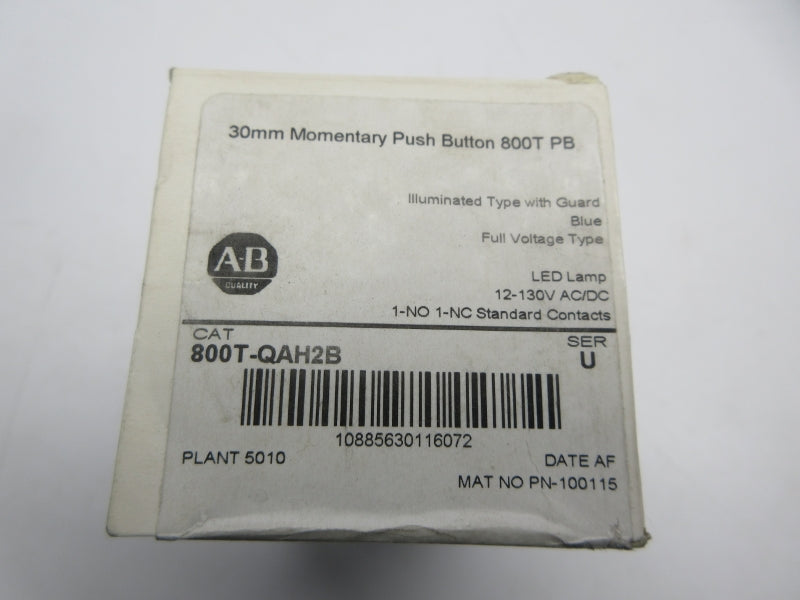 ALLEN BRADLEY 800T-QAH2B SER. U 12-130VAC (WH) NSFS