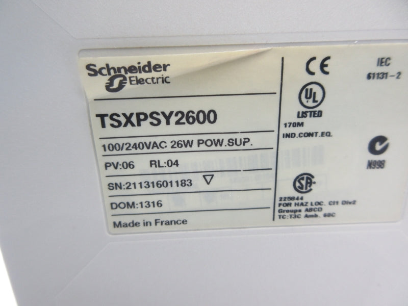 SCHNEIDER ELECTRIC TSXPSY2600 100/240VAC NSNP