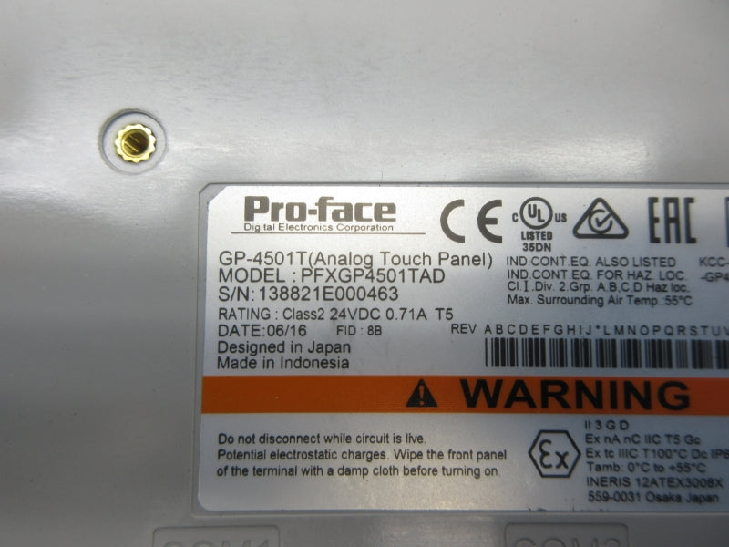 PROFACE PFXGP4501TAD 24VDC 0.71A NSNP