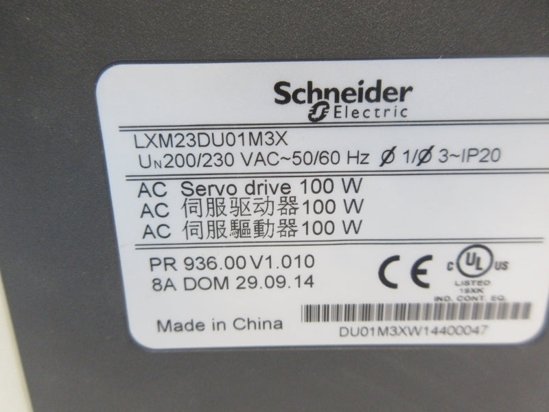 SCHNEIDER ELECTRIC LXM23DU01M3X 200/230VAC NSNP