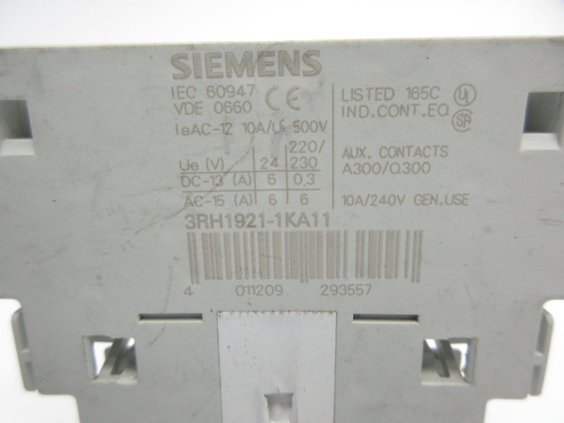 SIEMENS 3RH1921-1KA11 240V 10A NSNP