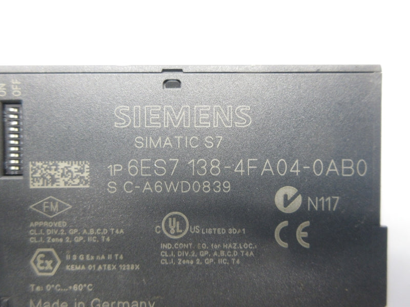 SIEMENS 6ES7138-4FA04-0AB0 24VDC NSNP