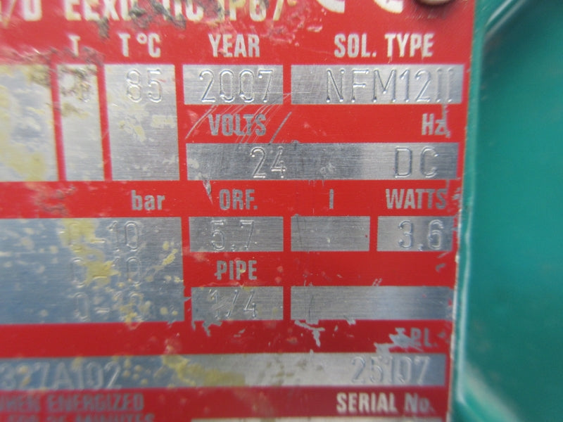 ASCO NFHTXB327A102 24VDC 0-10PSI 1/4" NSNP