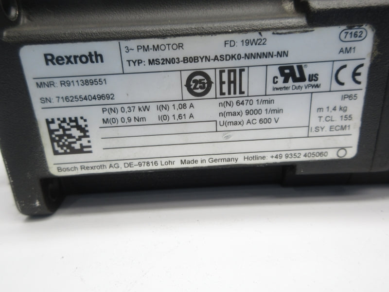 REXROTH MS2N03-B0BYN-ASDK0-NNNNN-NN R911389551 600VAC UNMP