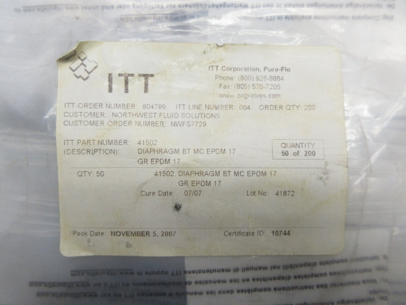 ITT 41502 (PKG OF 50) NSMP