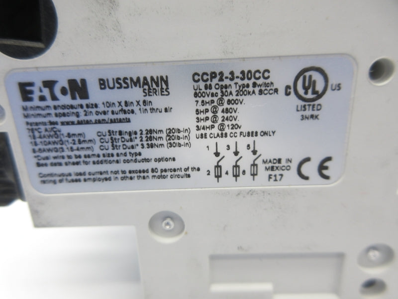 EATON CCP2-3-30CC 600VAC 30A NSNP