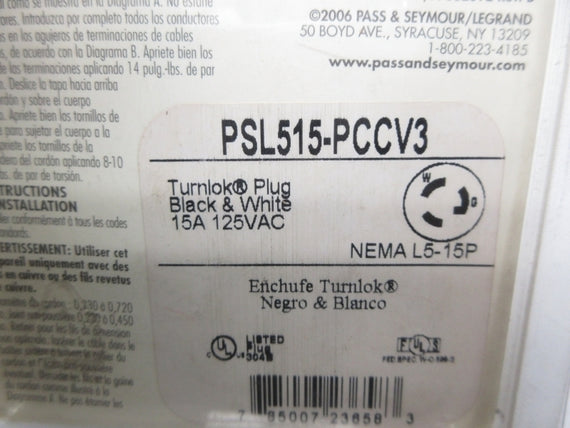 PASS&SEYMOUR PSL515-PCCV3 125VAC 15A NSMP