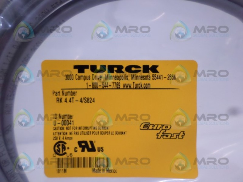TURCK RK4.4T-4/S824 CORDSET CONNECTOR NSMP
