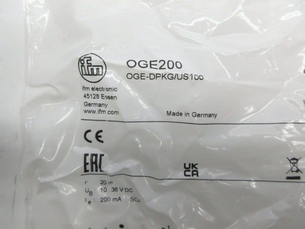 IFM EFECTOR OGE200 OGE-DPKG/US100 10-36VDC NSMP