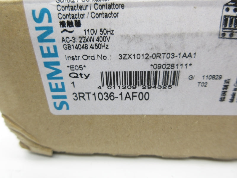 SIEMENS 3RT1036-1AF00 110V NSMP