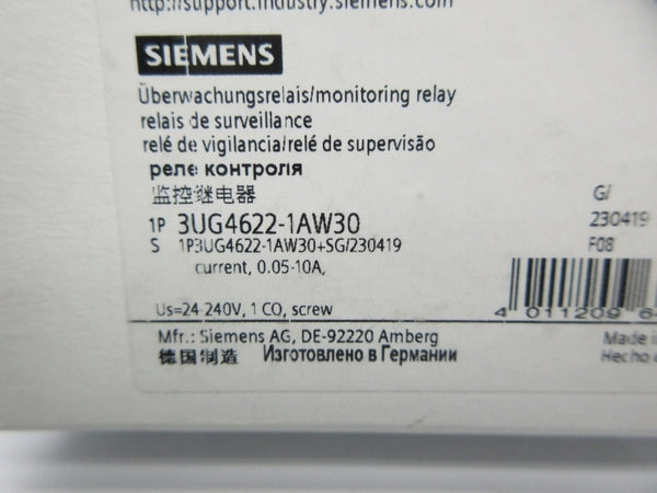 SIEMENS 3UG4622-1AW30 0.05-10A NSMP