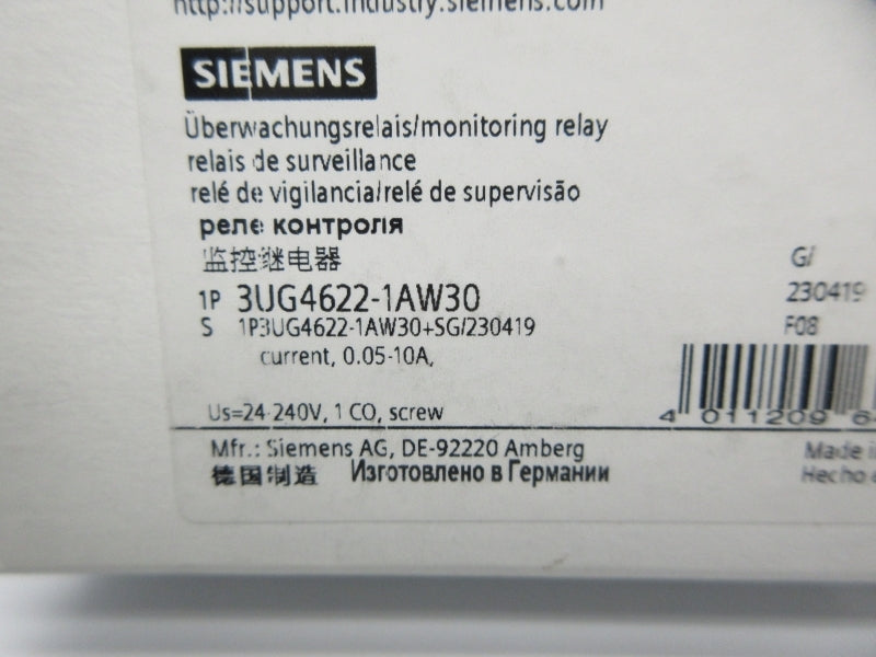 SIEMENS 3UG4622-1AW30 0.05-10A NSMP