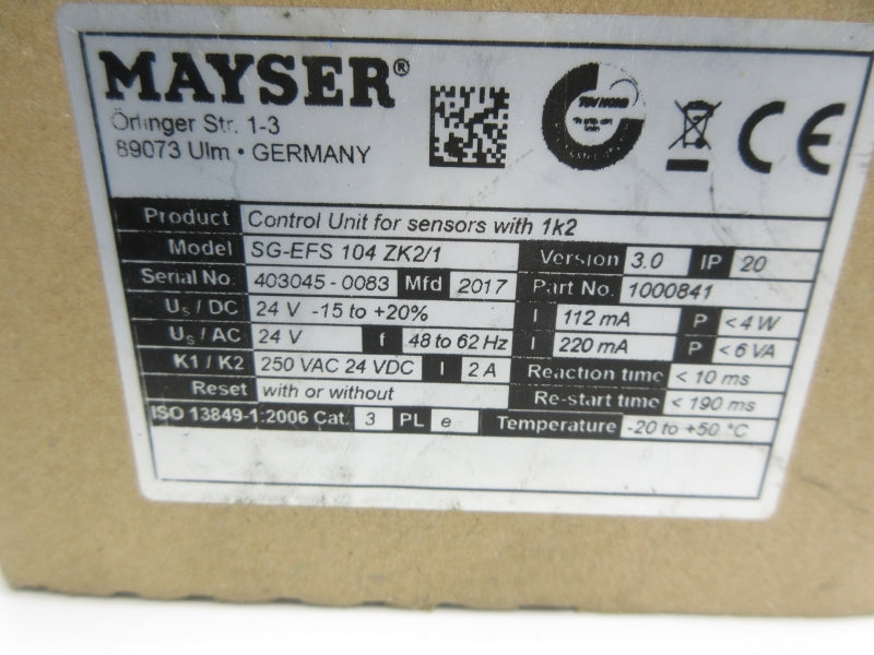 MAYSER SG-EFS 104 ZK2/1 24VAC/DC NSMP