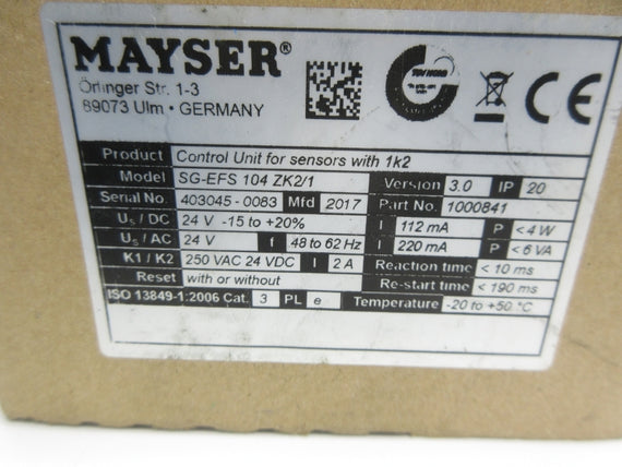 MAYSER SG-EFS 104 ZK2/1 24VAC/DC NSMP