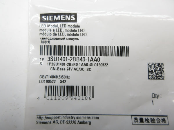 SIEMENS 3SU1401-2BB40-1AA0 24VAC/DC NSMP