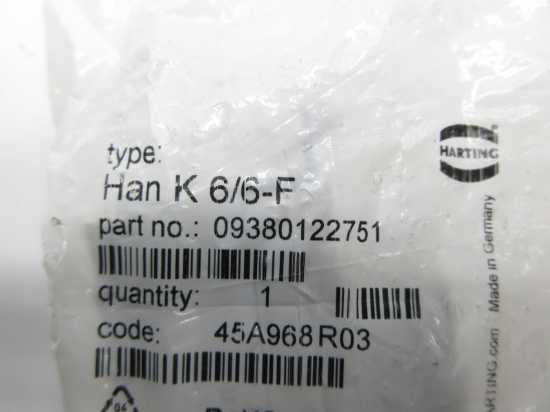 HARTING 09380122751 HAN K 6/6-F NSMP