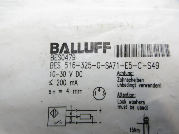 BALLUFF BES04Z9 BES 516-325-G-SA71-E5-C-S49 10-30VDC NSMP