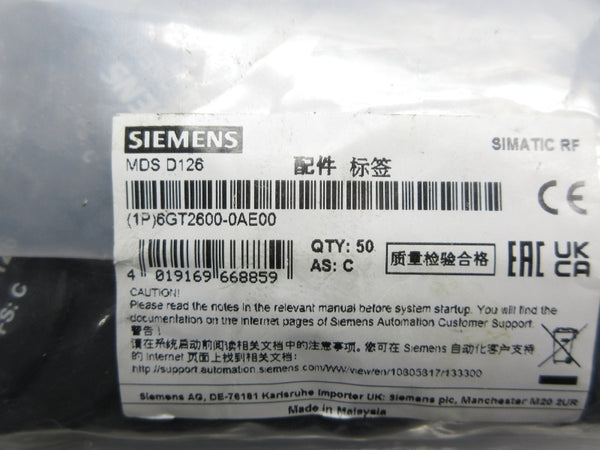 SIEMENS 6GT2600-0AE00 (PKG OF 50) NSMP