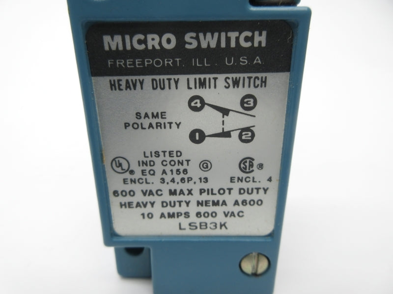 MICRO SWITCH LSB3K 600VAC 10A NSNP