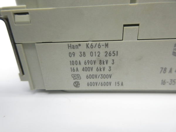 HARTING 09 38 012 2651 HAN K6/6-M 400V 16A NSNP