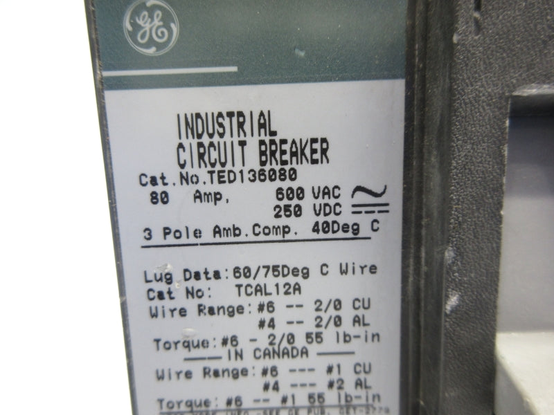 GENERAL ELECTRIC TED136080 600VAC 80A NSNP