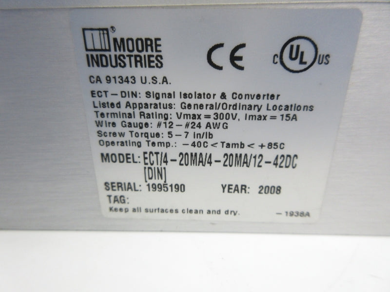 MOORE INDUSTRIES ECT/4-20MA/4-20MA/12-42DC NSNP