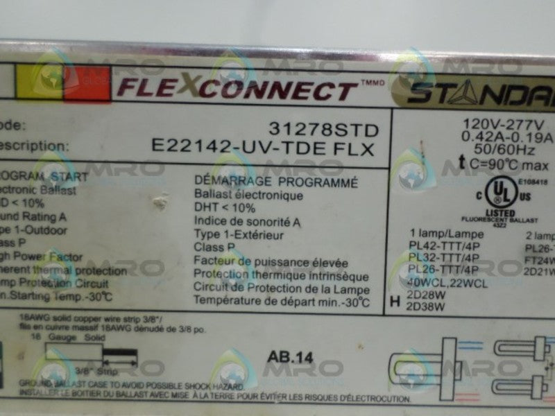 STANDARD E22142-UV-TDE ELECTRONIC BALLAST NSNP
