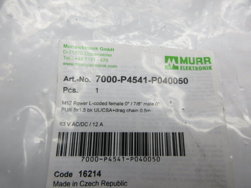 MURR ELEKTRONIK 7000-P4541-P040050 63VAC/DC 12A NSMP