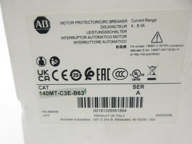 ALLEN BRADLEY 140MT-C3E-B63 SER. A 4-6.3A NSMP