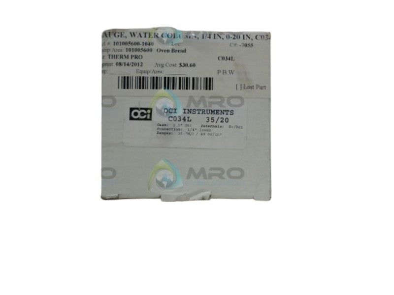 OCI INSTRUMENTS C034L PRESSURE GAUGE 0-35 NSMP
