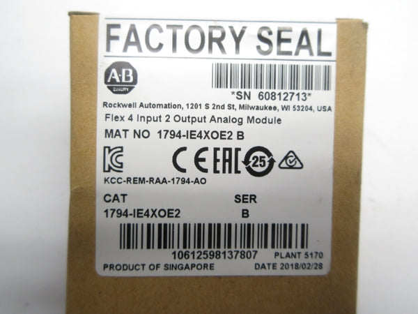 ALLEN BRADLEY 1794-IE4XOE2 SER. B DATE: 2018 NSFS