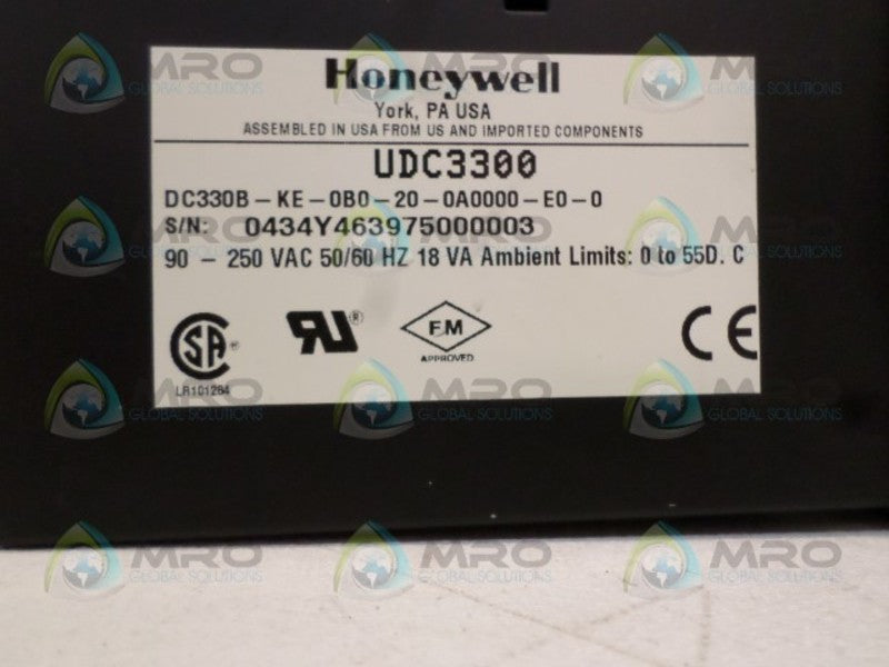 HONEYWELL UDC3300 DC330B-KE-0B0-20-0A0000-E0-0 TEMPERATURE CONTROLLER UNMP