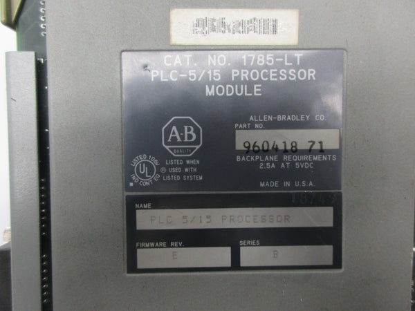 ALLEN BRADLEY 1785-LT SER. B F/W E 5VDC 2.5A (NO KEY) UNMP