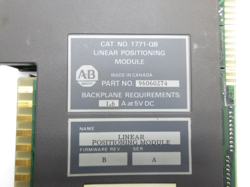 ALLEN BRADLEY 1771-QB SER. A F/W B 5VDC 1.6A UNMP