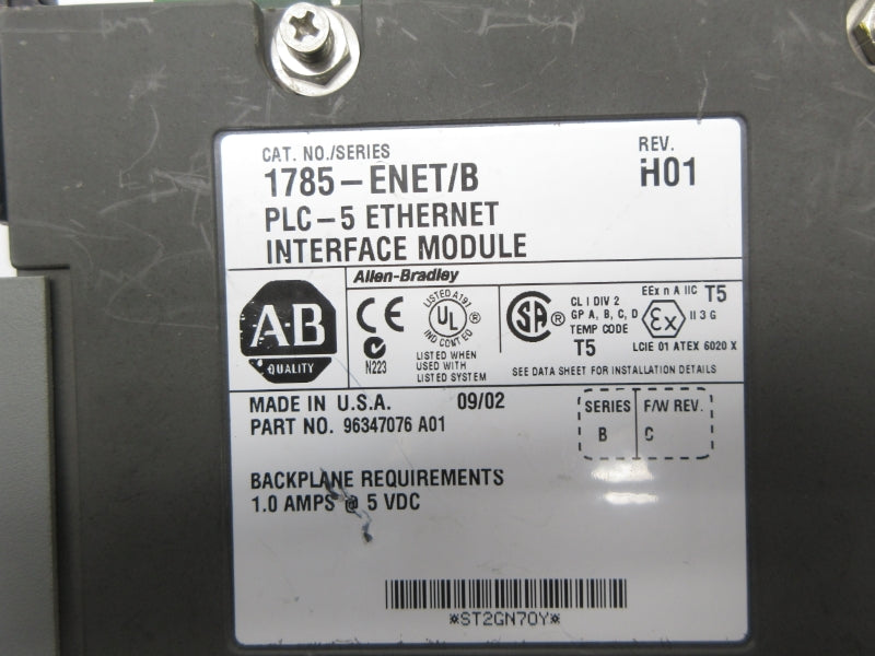 ALLEN BRADLEY 1785-ENET SER. B F/W C UNMP