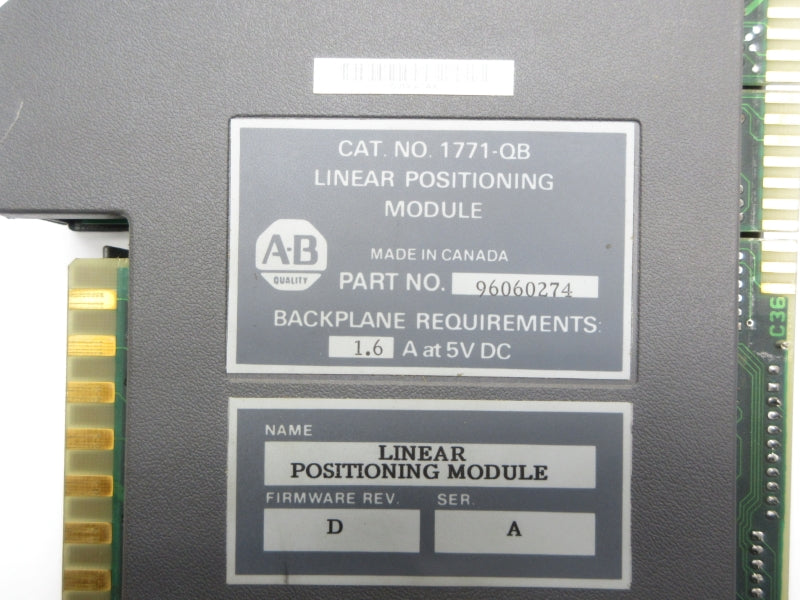 ALLEN BRADLEY 1771-QB SER. A F/W D 5VDC 1.6A UNMP