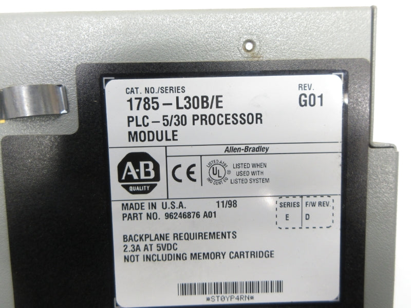 ALLEN BRADLEY 1785-L30B SER. E F/W D 5VDC 2.3A REV. G01 (NO KEY) UNMP