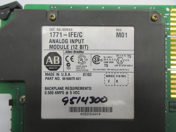 ALLEN BRADLEY 1771-IFE SER. C F/W B 5VDC 0.500A REV. M01 (NO TERMINAL) UNMP