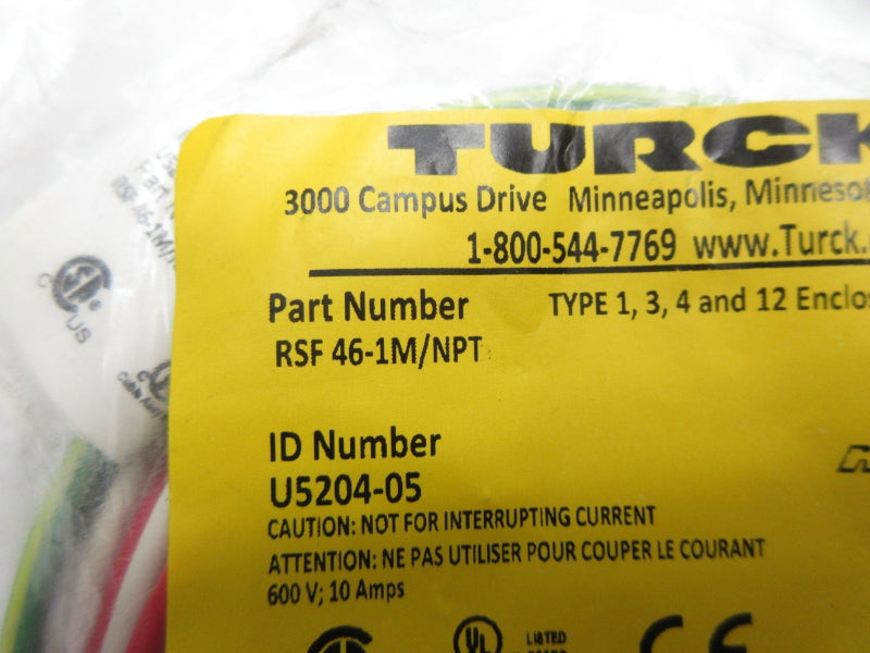 TURCK RSF46-1M/NPT U5204-05 600V 10A NSMP